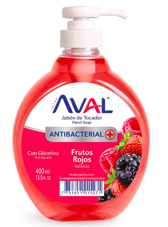 JABON AVAL LIQUIDO ANTIBACTERIAL FRUTOS ROJOS 400ML
